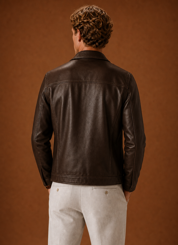 Herre Læderlook Jakke Klassisk Zip Jakke | Areleon
