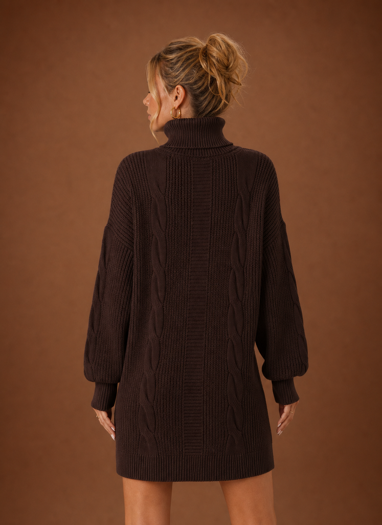 Kvinders Turtleneck Sweater Kjole - Pullover Strikket Kjole | Areleon