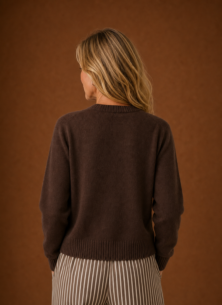 Dame Strikket Cardigan - Knappet Crew Neck Sweater | Areleon