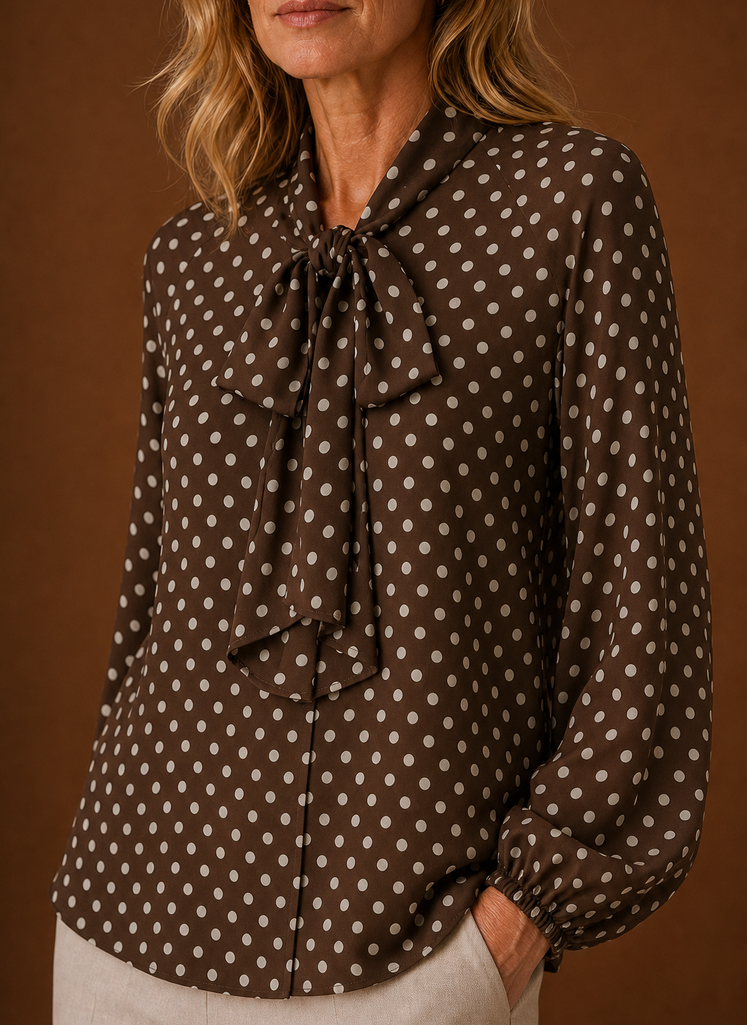 Dame Polka Dot Bluse - Langærmet Top | Areleon