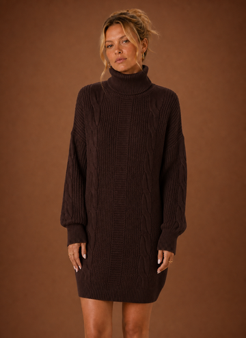 Kvinders Turtleneck Sweater Kjole - Pullover Strikket Kjole | Areleon