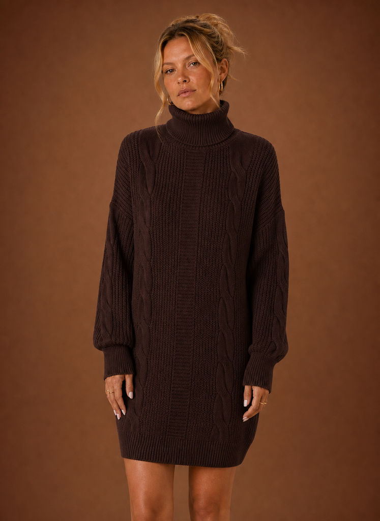 Kvinders Turtleneck Sweater Kjole - Pullover Strikket Kjole | Areleon