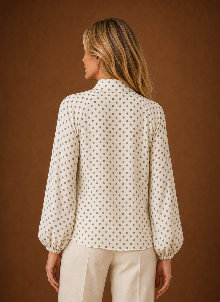 Dame Polka Dot Bluse - Langærmet Top | Areleon