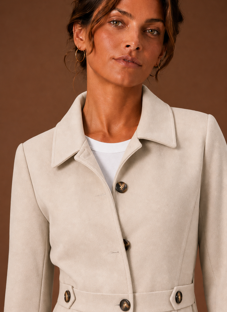 Kvinders Trench Coat - Mellemlang Jakke med Knapper | Areleon