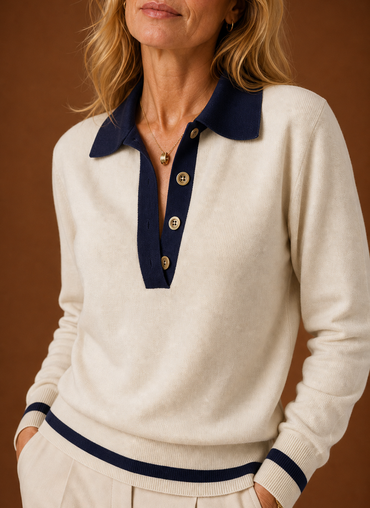 Dame Polo Sweater - Knappelukning Pullover | Areleon