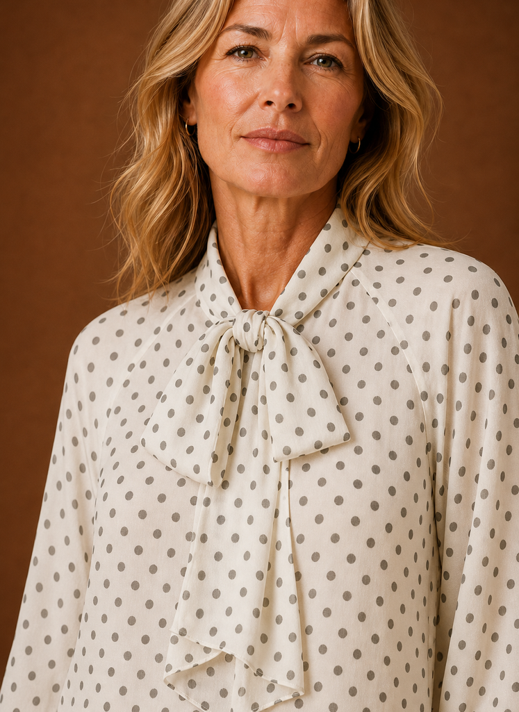 Dame Polka Dot Bluse - Langærmet Top | Areleon