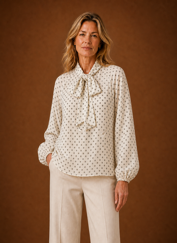 Dame Polka Dot Bluse - Langærmet Top | Areleon
