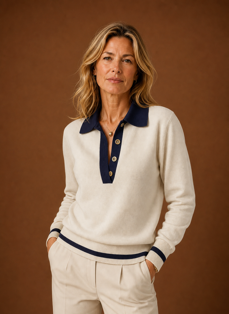 Dame Polo Sweater - Knappelukning Pullover | Areleon