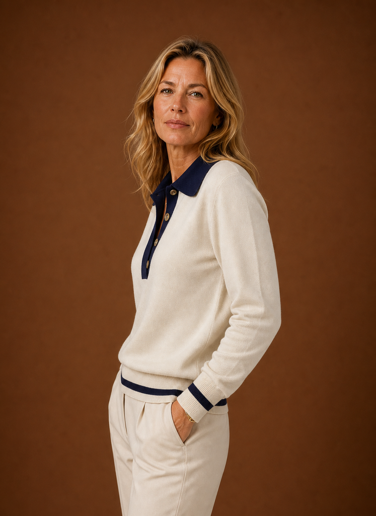 Dame Polo Sweater - Knappelukning Pullover | Areleon
