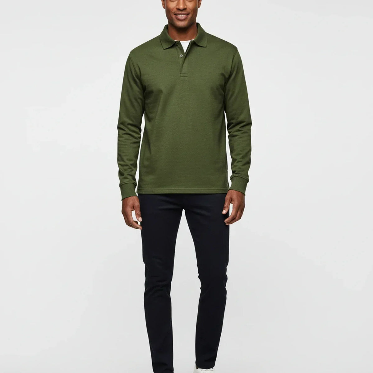Herre Langærmet Polo T-shirt – Smart Casual Top til Dagligdags og Kontorbrug