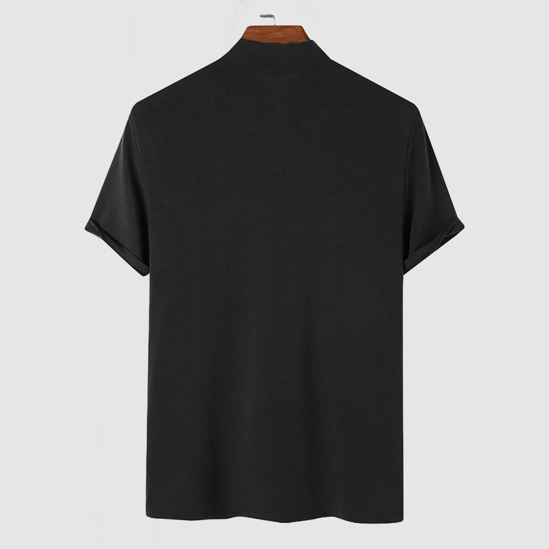 Herres luksuriøse strækbomulds T-shirt - Komfortabel hverdagst-shirt til alle sæsoner i sort, hvid og grå
