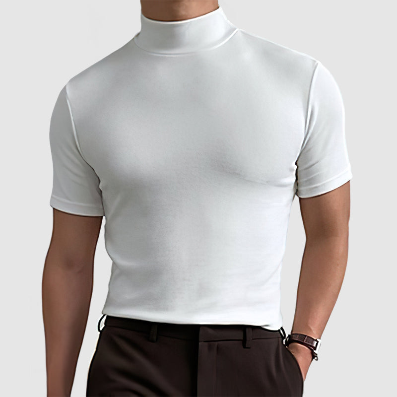 Herres luksuriøse strækbomulds T-shirt - Komfortabel hverdagst-shirt til alle sæsoner i sort, hvid og grå