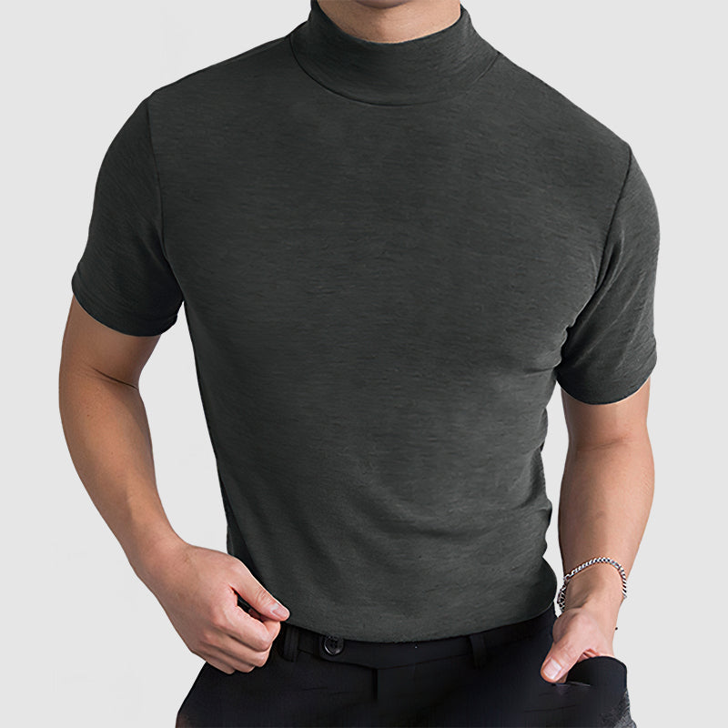 Herres luksuriøse strækbomulds T-shirt - Komfortabel hverdagst-shirt til alle sæsoner i sort, hvid og grå