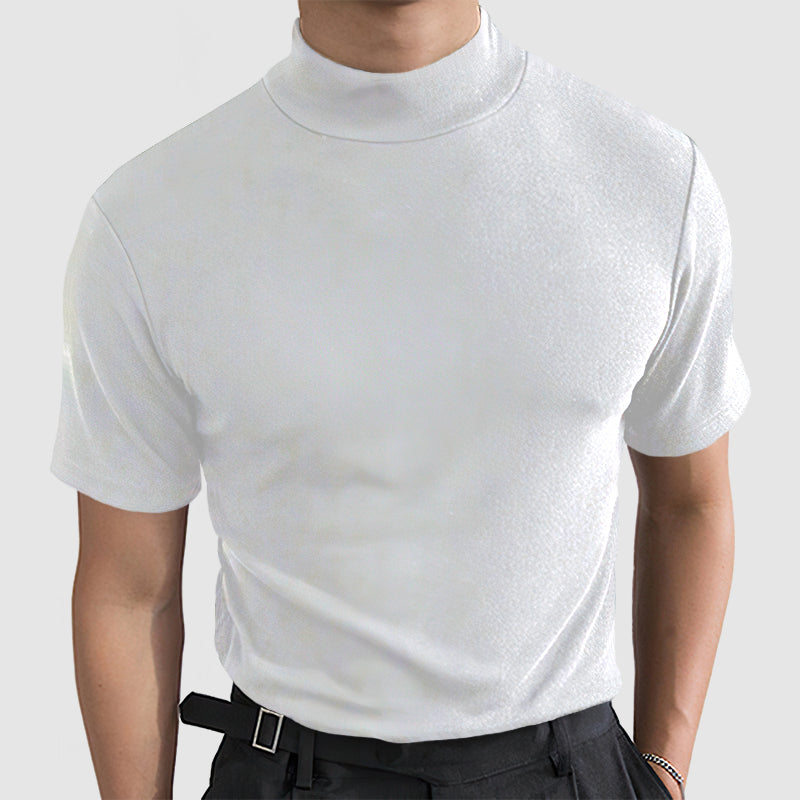 Herres luksuriøse strækbomulds T-shirt - Komfortabel hverdagst-shirt til alle sæsoner i sort, hvid og grå