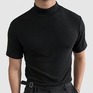 Herres luksuriøse strækbomulds T-shirt - Komfortabel hverdagst-shirt til alle sæsoner i sort, hvid og grå