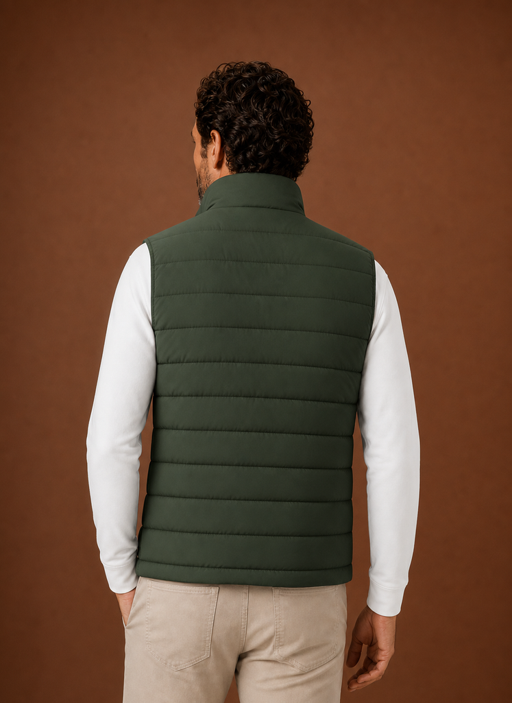Herre Puffer Vest - Quilted Stand Krave Ærmeløs Jakke | Areleon