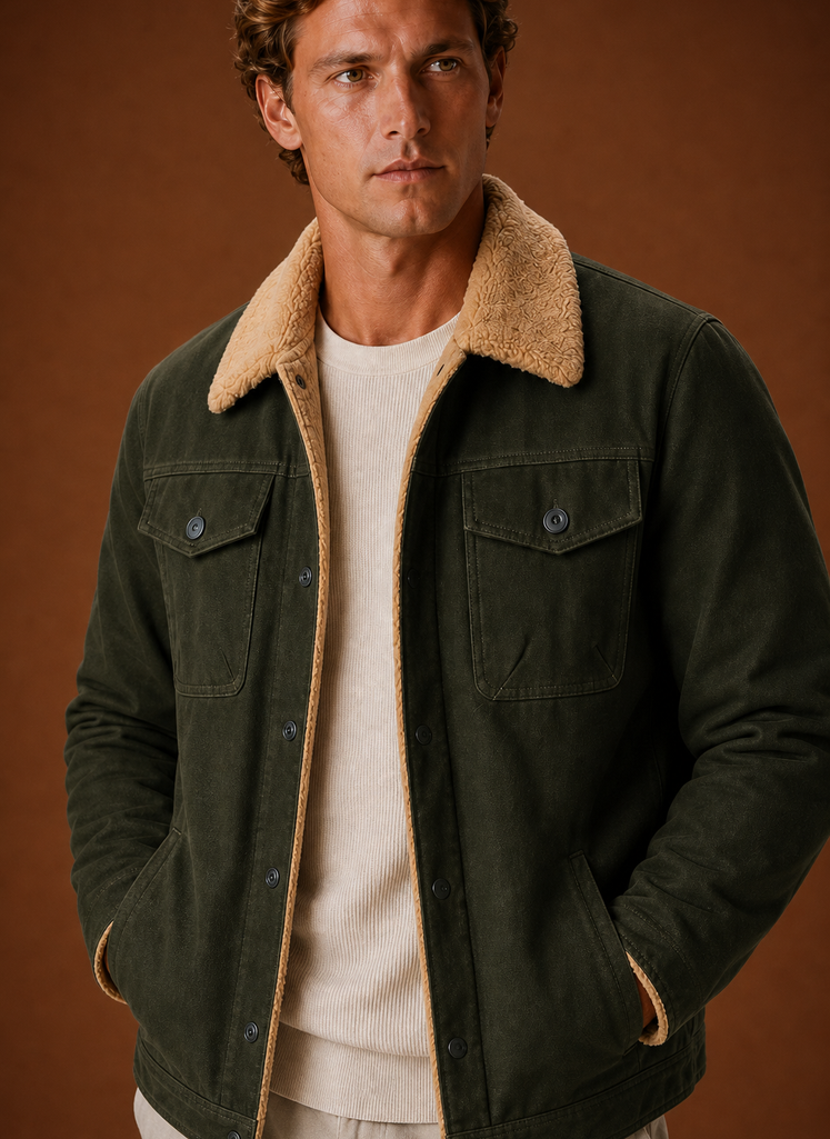 Herre Sherpa Jakke - Fleece Krave Fôret Casual Jakke | Areleon