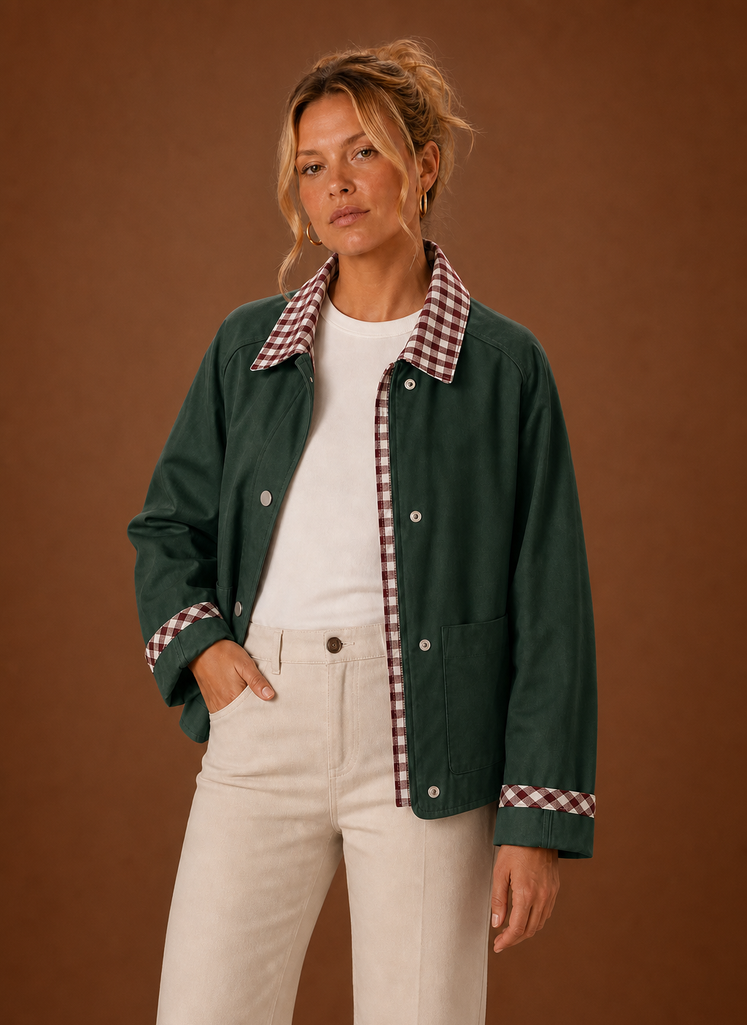 Kvinders Ladejakke - Tjekkrave Casual Frakke | Areleon