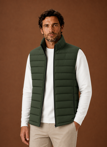 Herre Puffer Vest - Quilted Stand Krave Ærmeløs Jakke | Areleon