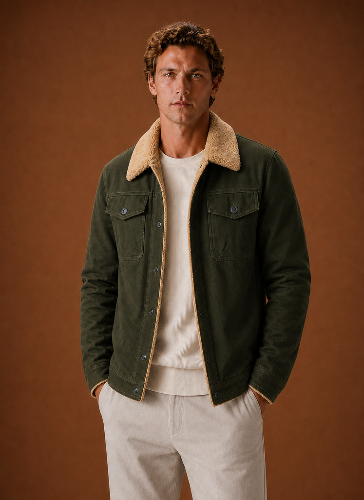 Herre Sherpa Jakke - Fleece Krave Fôret Casual Jakke | Areleon