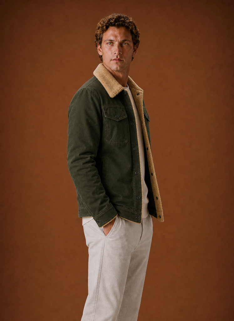 Herre Sherpa Jakke - Fleece Krave Fôret Casual Jakke | Areleon