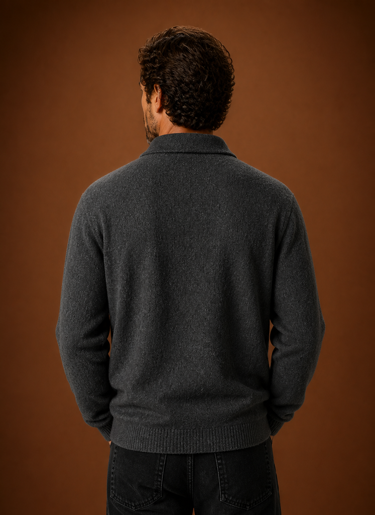 Herre Langærmet Strikket Polo Sweater | Areleon