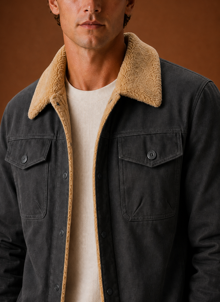 Herre Sherpa Jakke - Fleece Krave Fôret Casual Jakke | Areleon