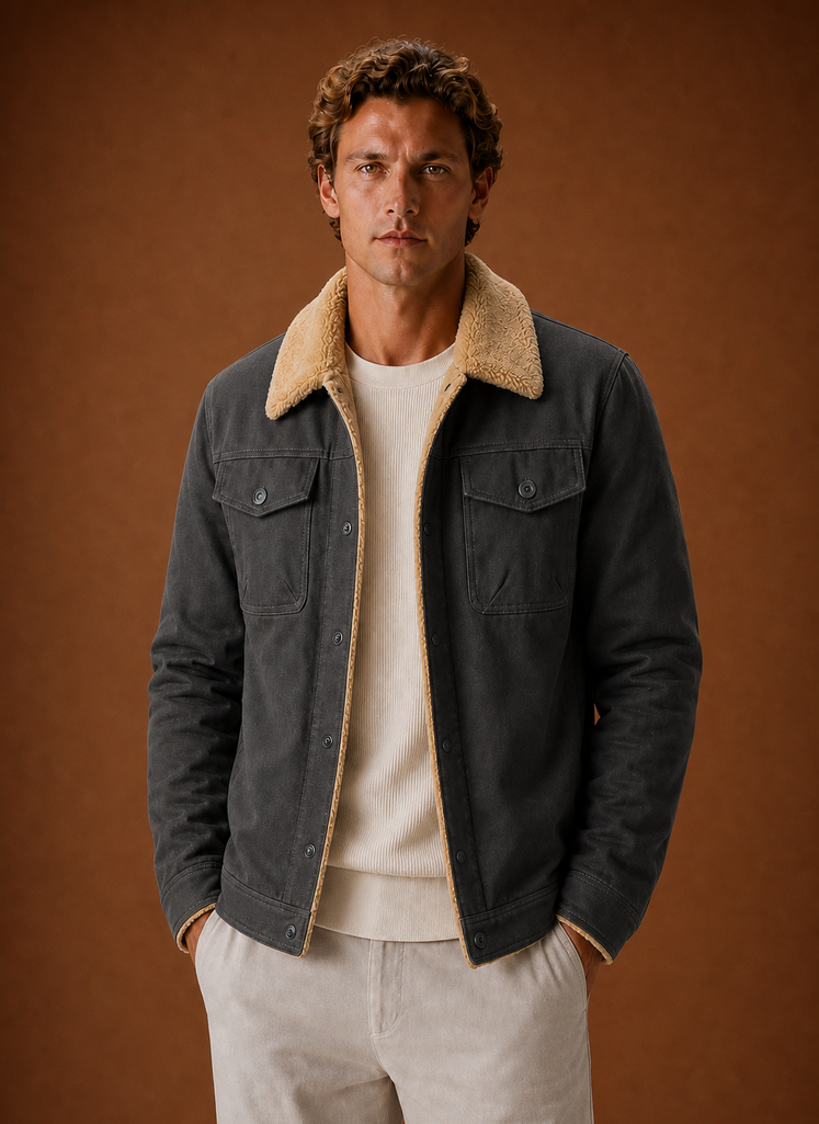 Herre Sherpa Jakke - Fleece Krave Fôret Casual Jakke | Areleon
