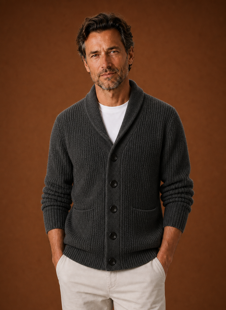 Herre Skulderkrave Cardigan - Strikket Cardigan | Areleon