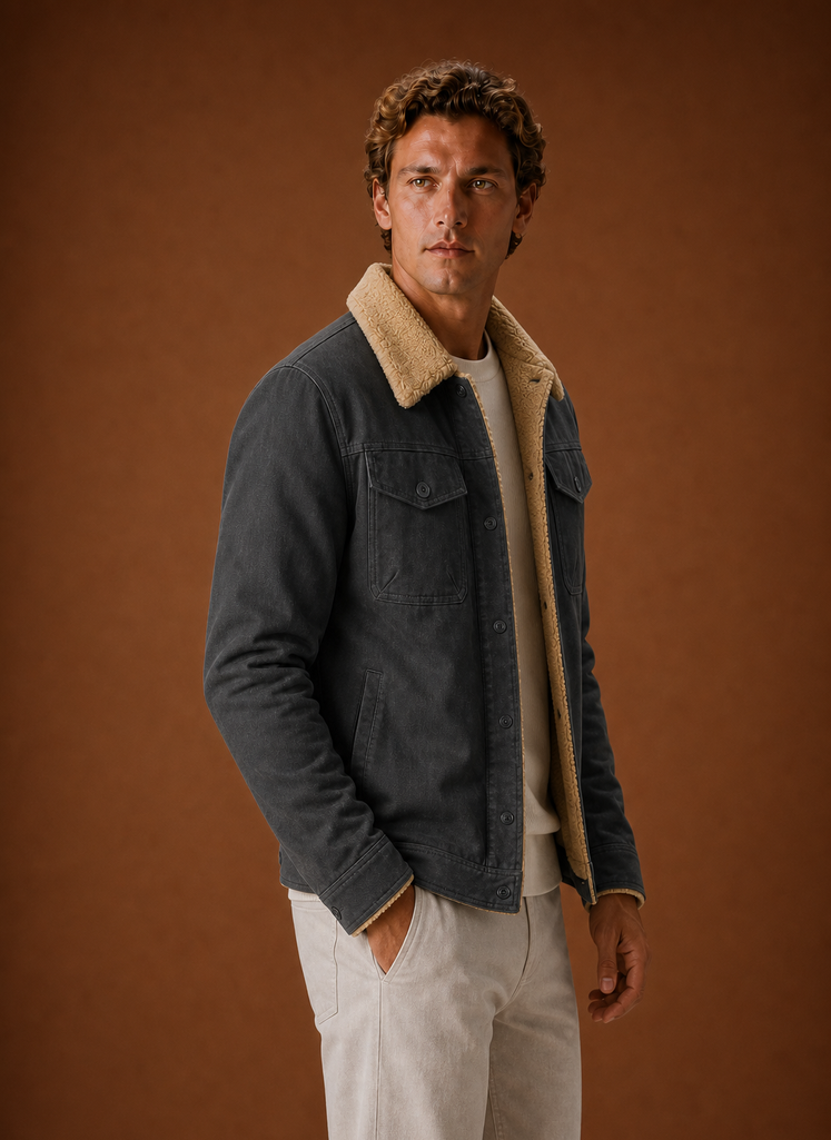 Herre Sherpa Jakke - Fleece Krave Fôret Casual Jakke | Areleon