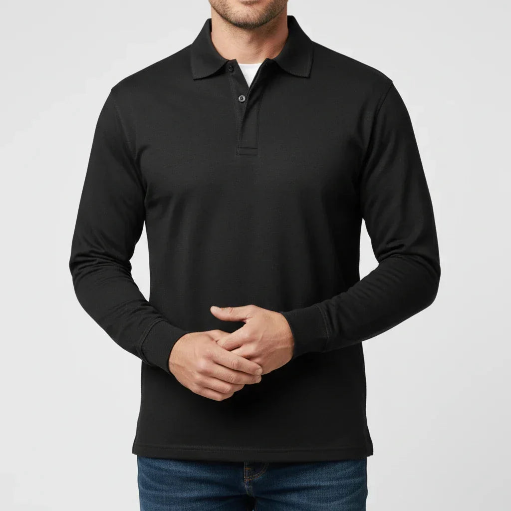 Herre Langærmet Polo T-shirt – Smart Casual Top til Dagligdags- og Kontorbrug