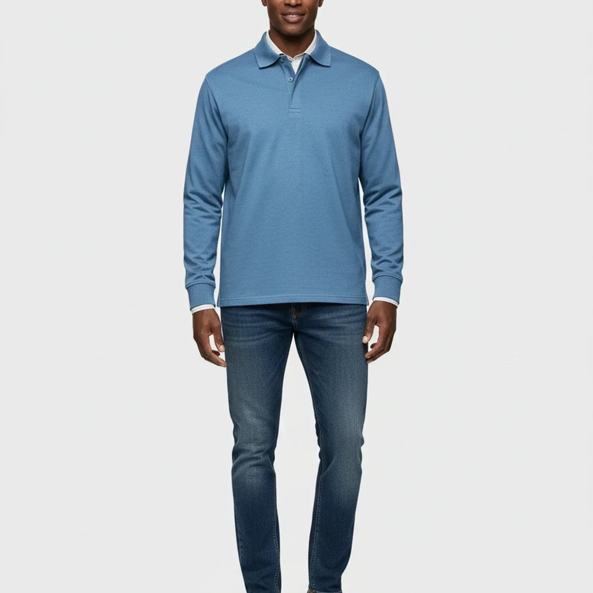 Herresmart casual polo skjorte – Langærmet krave top til arbejde og weekender