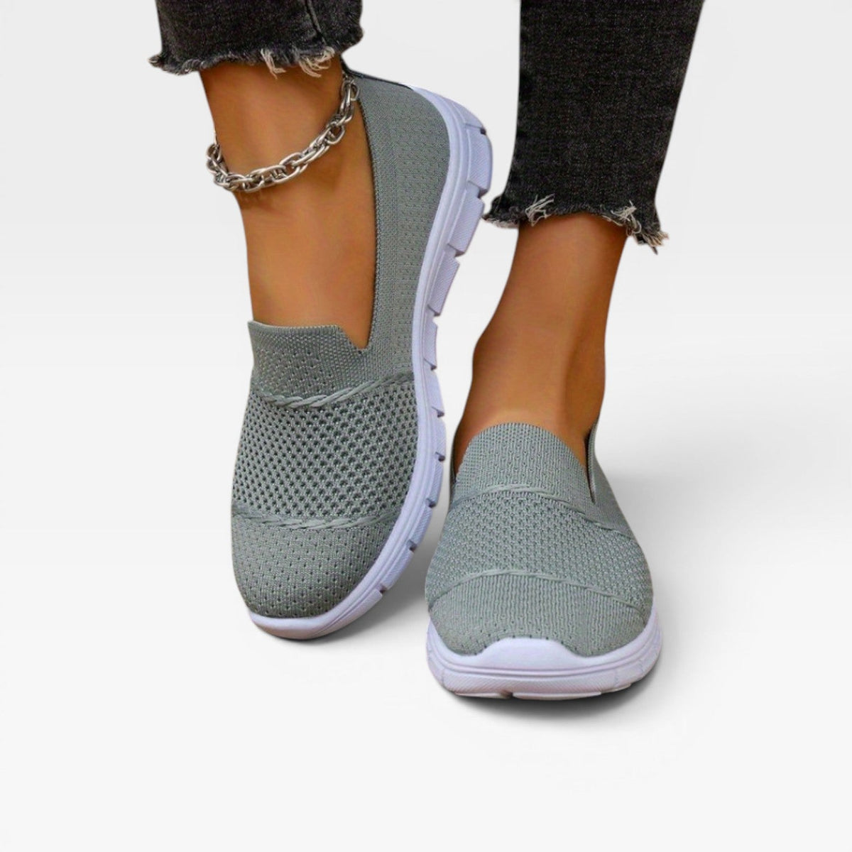 Kvinders Åndbare Strikkede Slip On Sneakers – Letvægt Komfort Træner