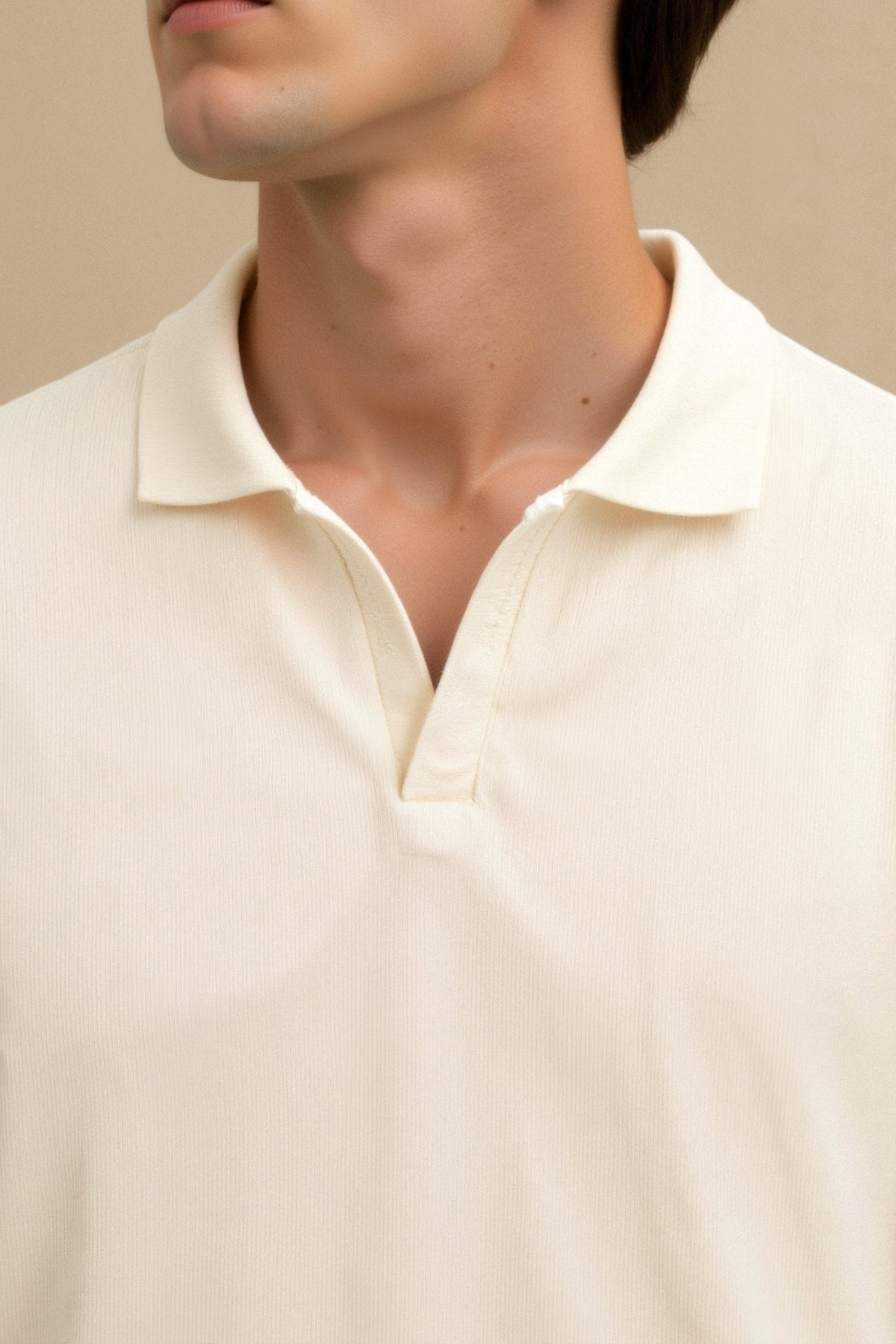 Mænds Strukturerede Polo T-shirt Klassisk Kortærmet V-Hals Regular Fit Elegant Hverdagsbrug