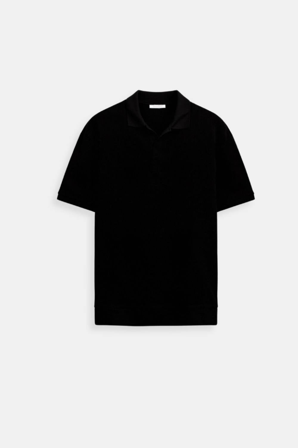 Herre Struktureret Polo Shirt Klassisk Kort Ærme V-Hals Regular Fit Elegant Hverdagsbrug
