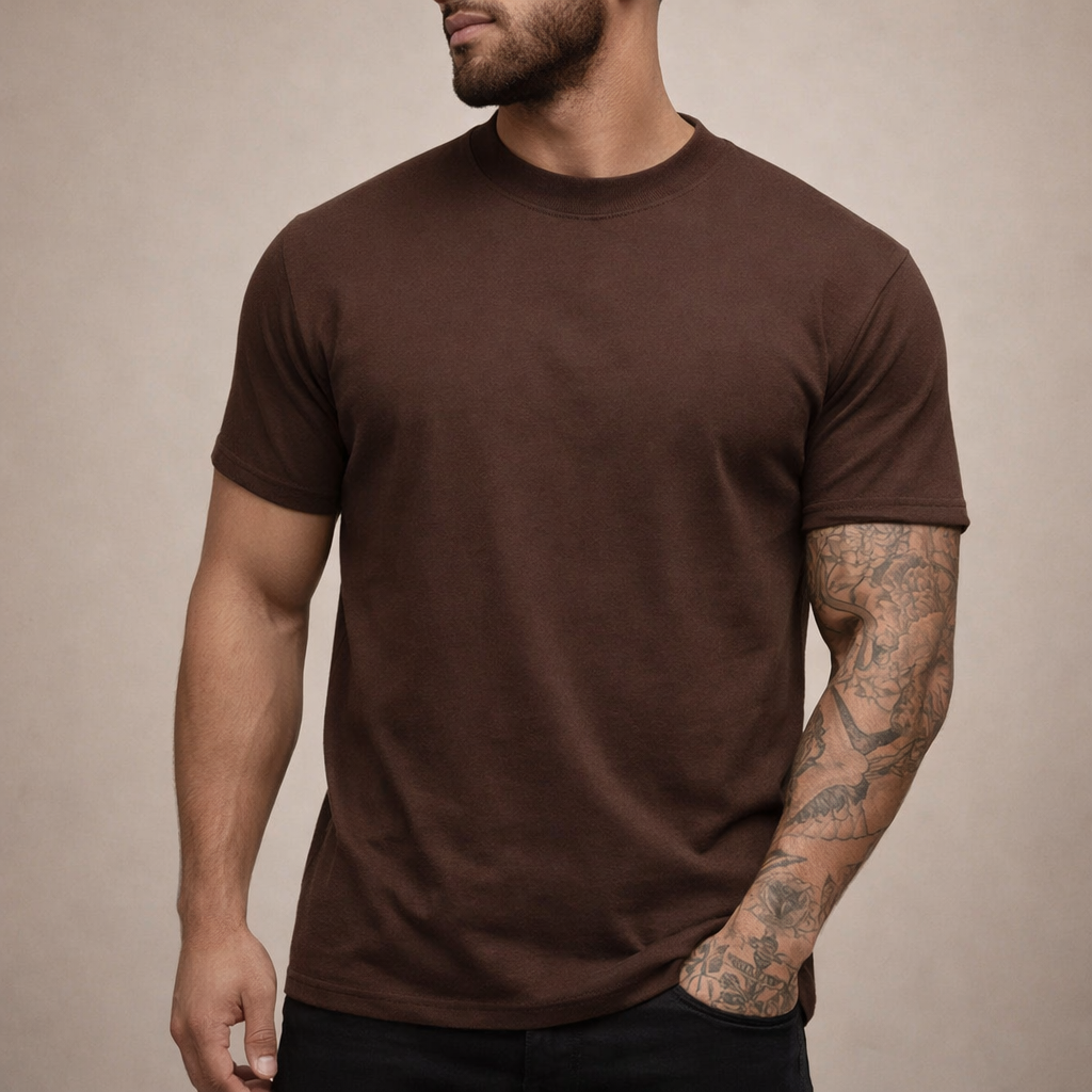 Herreslim-fit crew neck essentiel bomulds T-shirt