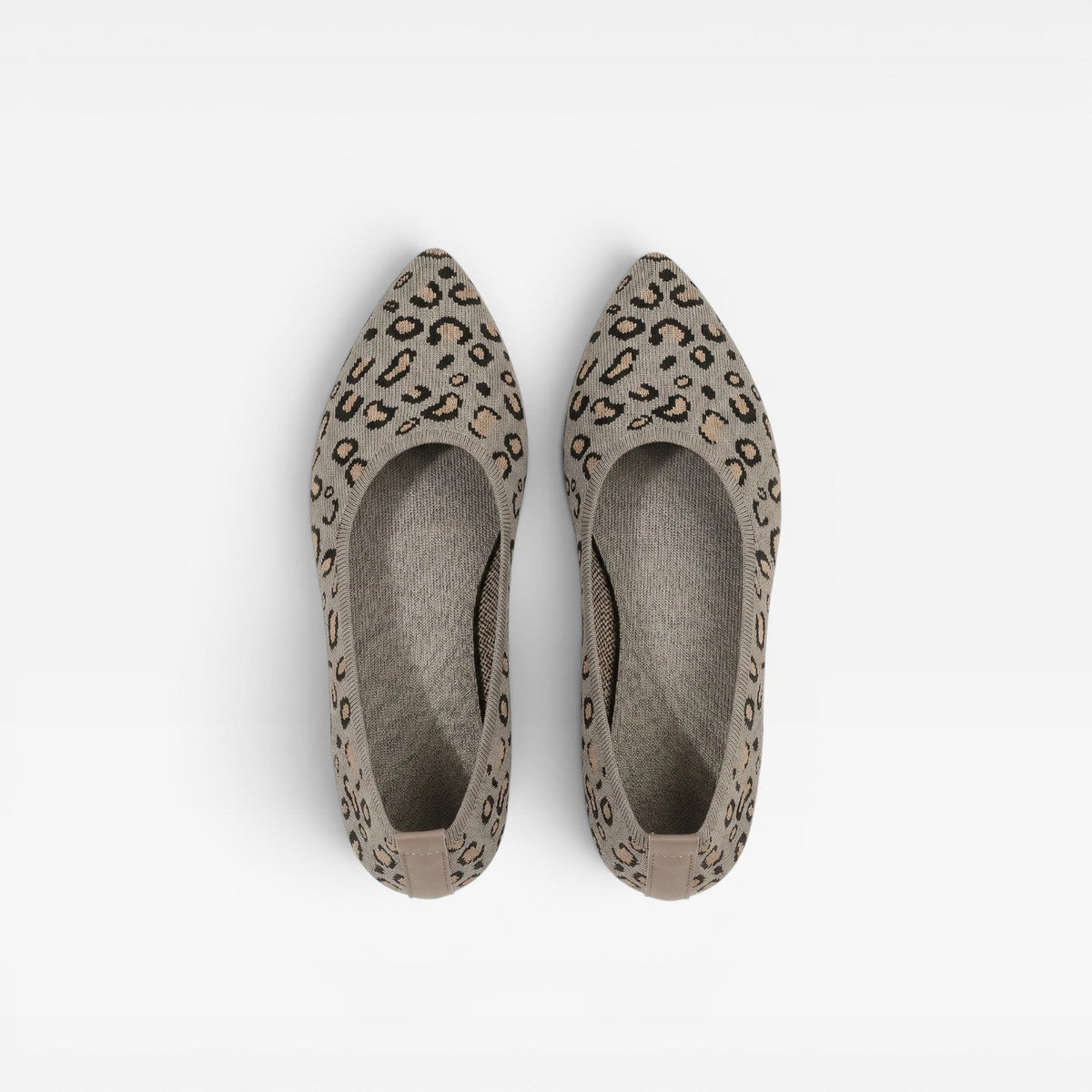 Kvindernes Leopard Print Strikket Ballet Flats – Spidse Tå Slip On Komfort Sko