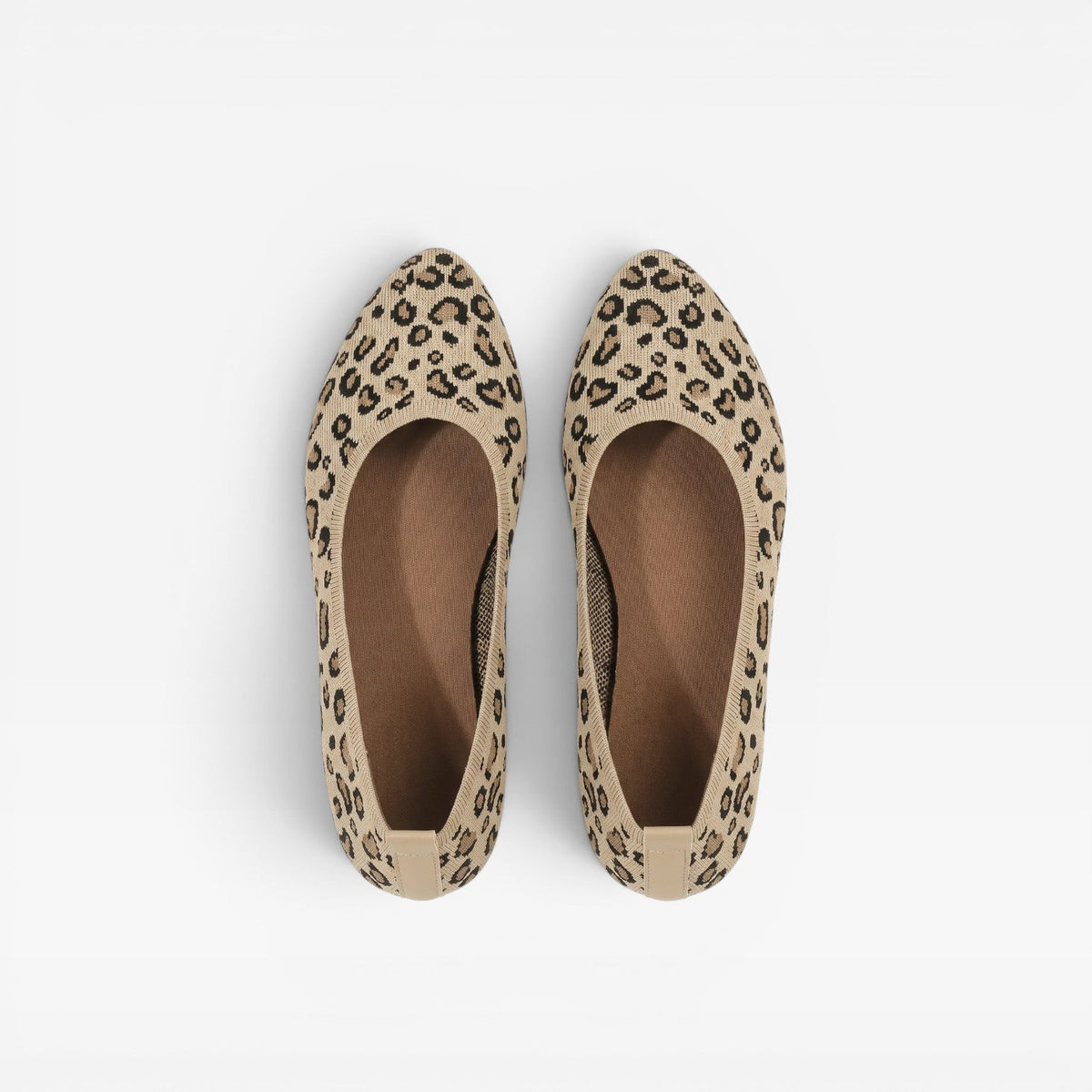 Kvindernes Leopard Print Strikket Ballet Flats – Spidse Tå Slip On Komfort Sko