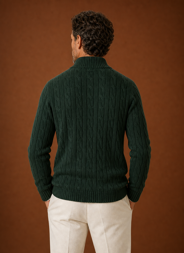Herre Kabelstrik Quarter Zip Sweater - Casual Pullover | Areleon