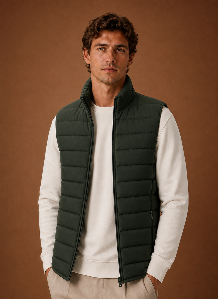 Herre Puffer Vest - Letvægts Quiltet Vinter Gilet | Areleon