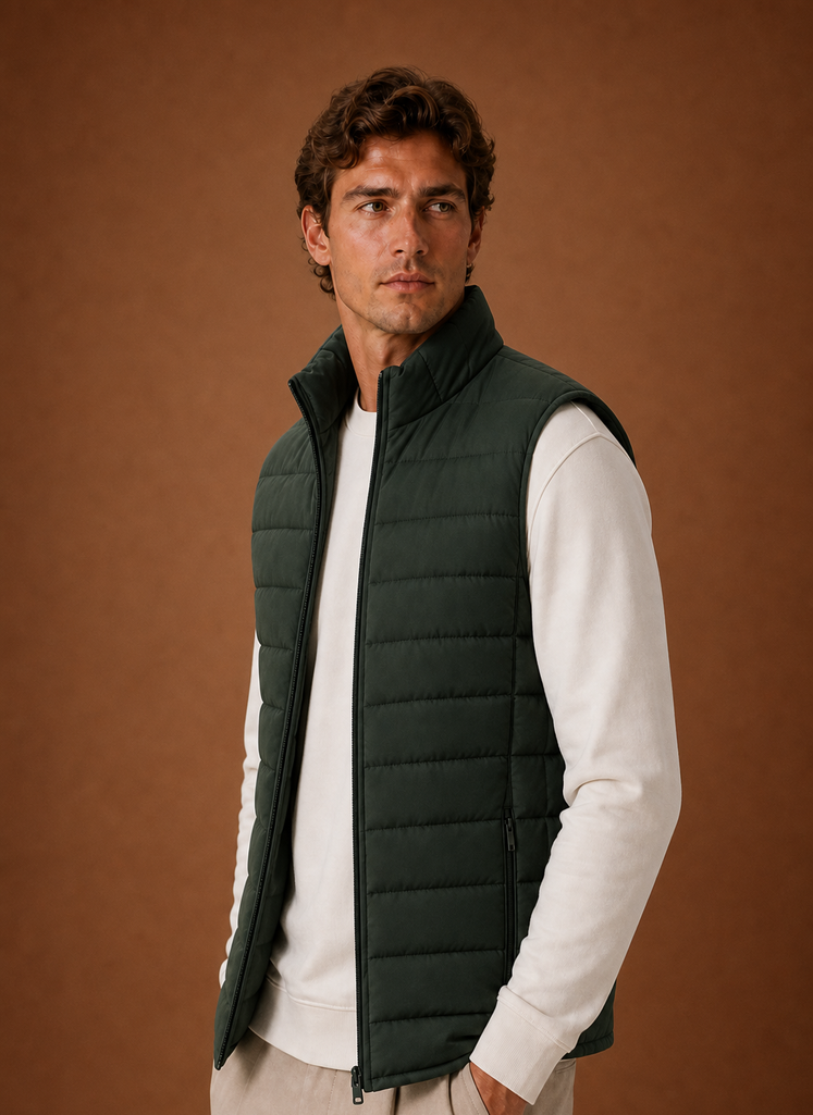 Herre Puffer Vest - Letvægts Quiltet Vinter Gilet | Areleon