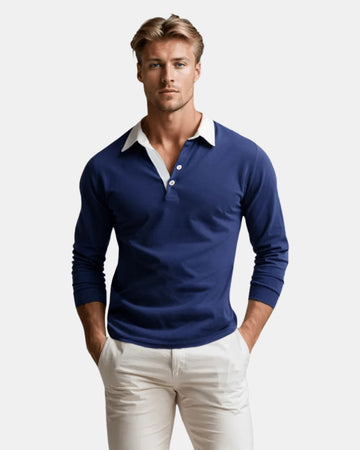 Herre Langærmet Polo T-Shirt – Blød Casual Top til Weekendbrug