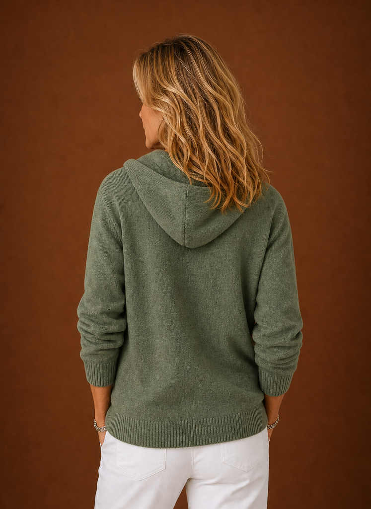 Kvinders Strikket Cardigan - Hættetrøje med Knappet Front | Areleon