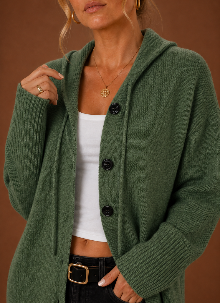 Kvinders Strikket Cardigan - Oversized Knappet Sweater | Areleon