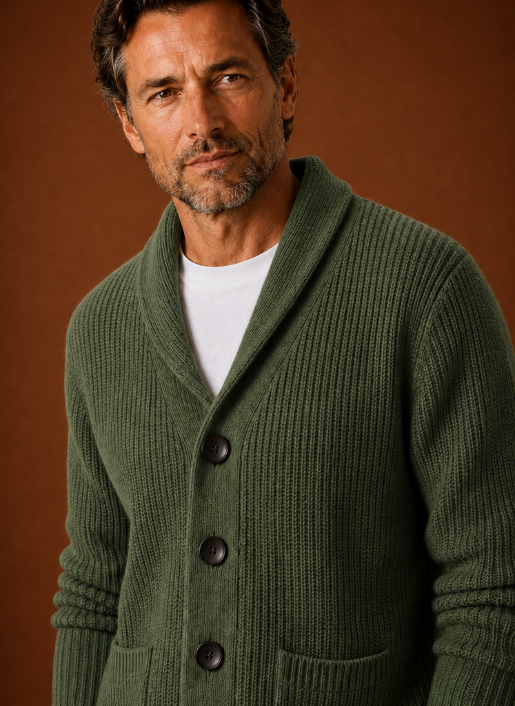 Herre Skulderkrave Cardigan - Strikket Cardigan | Areleon