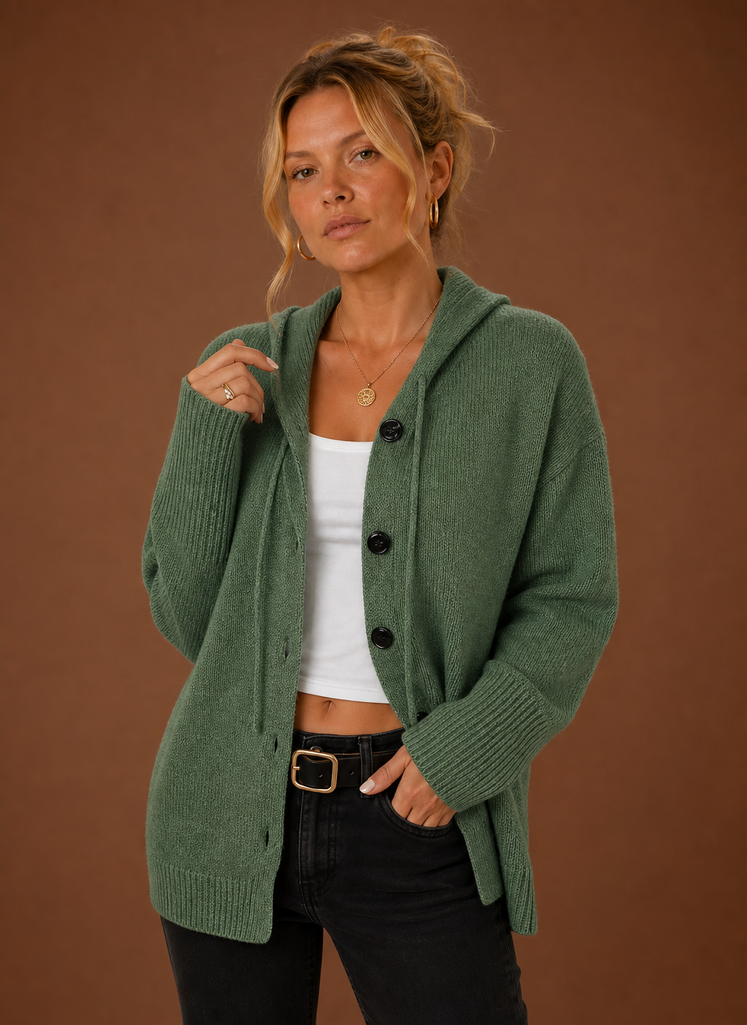 Kvinders Strikket Cardigan - Oversized Knappet Sweater | Areleon