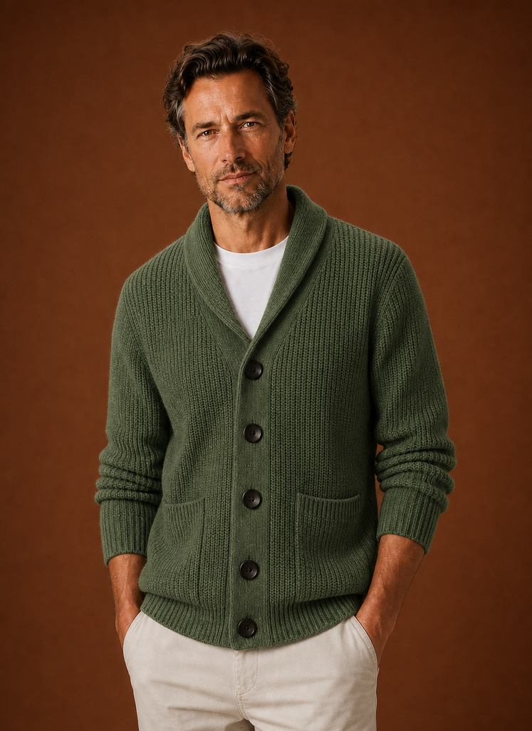 Herre Skulderkrave Cardigan - Strikket Cardigan | Areleon