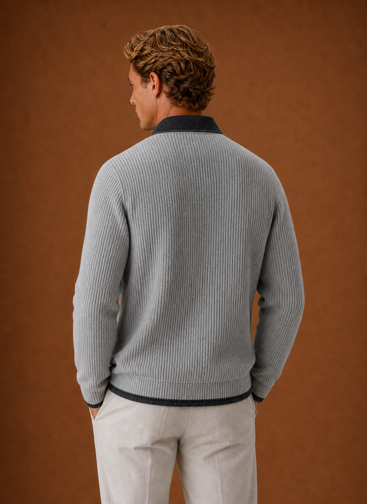 Herre Strikket Cardigan - Knappet Front Denim Sweater | Areleon