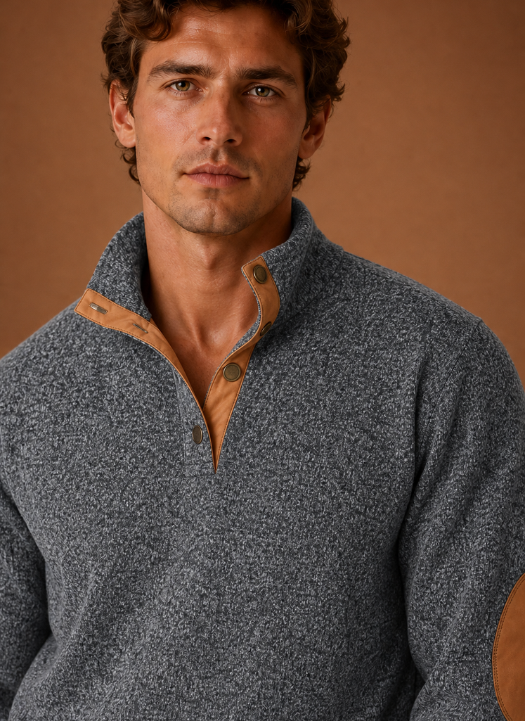 Herre Mock Neck Pullover Lag Sweater | Areleon