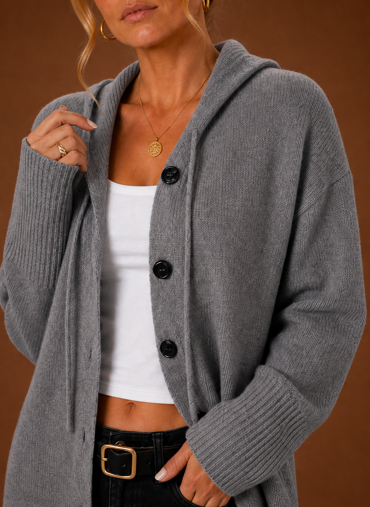 Kvinders Strikket Cardigan - Oversized Knappet Sweater | Areleon